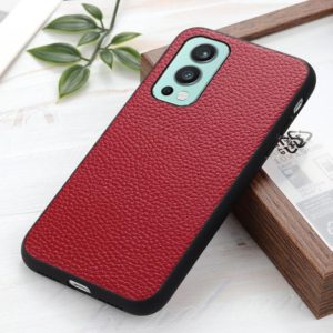 For OnePlus Nord 2 5G Litchi Texture Genuine Leather Folding Protective Case(Red) (OEM)