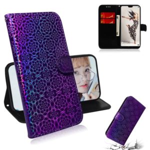 For Huawei P20 Pro Solid Color Colorful Magnetic Buckle Horizontal Flip PU Leather Case with Holder & Card Slots & Wallet & Lanyard(Purple) (OEM)