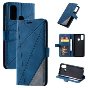 For Huawei P smart 2020 Skin Feel Splicing Horizontal Flip Leather Case with Holder & Card Slots & Wallet & Photo Frame(Blue) (OEM)