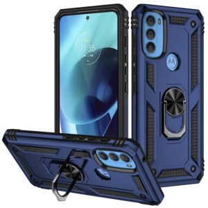 For Motorola Moto G71 5G Shockproof TPU + PC Phone Case with Holder(Blue) (OEM)