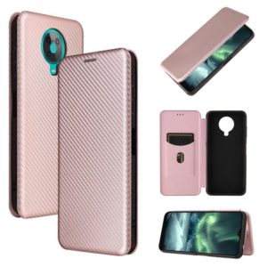 For Nokia 6.3 Carbon Fiber Texture Horizontal Flip TPU + PC + PU Leather Case with Card Slot(Pink) (OEM)