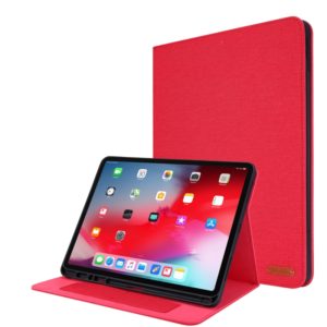 For iPad Pro 12.9(2020) Horizontal Flip TPU + Fabric PU Leather Protective Case with Name Card Clip(Red) (OEM)