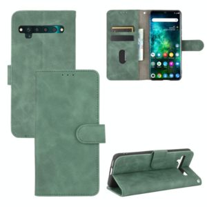 For TCL 10 Pro Solid Color Skin Feel Magnetic Buckle Horizontal Flip Calf Texture PU Leather Case with Holder & Card Slots & Wallet(Green) (OEM)