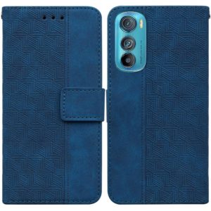 For Motorola Edge 30 Geometric Embossed Leather Phone Case(Blue) (OEM)