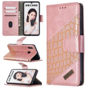 For Huawei P Smart (2019) Matching Color Crocodile Texture Horizontal Flip PU Leather Case with Holder & Card Slots & Wallet(Rose Gold) (OEM)