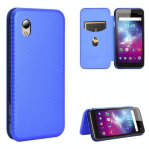 For ZTE Blade A3 Lite Carbon Fiber Texture Horizontal Flip TPU + PC + PU Leather Case with Card Slot(Blue) (OEM)