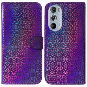 For Motorola Edge+ 2022 / 30 Pro Colorful Magnetic Buckle Leather Phone Case(Purple) (OEM)