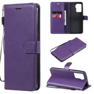 For OPPO A94 4G Solid Color Horizontal Flip Protective Leather Case with Holder & Card Slots & Wallet & Photo Frame & Lanyard(Purple) (OEM)