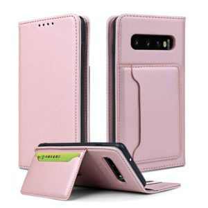 For Samsung Galaxy S10 Strong Magnetism Liquid Feel Horizontal Flip Leather Case with Holder & Card Slots & Wallet(Rose Gold) (OEM)