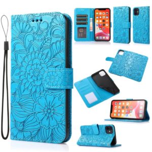 For iPhone 11 Skin Feel Embossed Sunflower Horizontal Flip Leather Case with Holder & Card Slots & Wallet & Lanyard (Blue) (OEM)