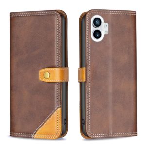For Nothing Phone 1 Color Matching Double Sewing Thread Leather Phone Case(Brown) (OEM)