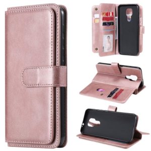 For Motorola Moto G9 Play Multifunctional Magnetic Copper Buckle Horizontal Flip Solid Color Leather Case with 10 Card Slots & Wallet & Holder & Photo Frame(Rose Gold) (OEM)