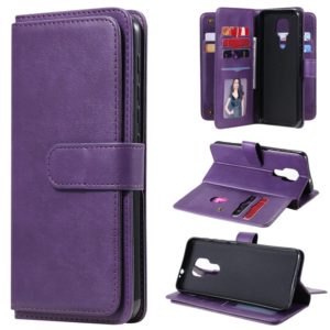 For Motorola Moto G9 Play Multifunctional Magnetic Copper Buckle Horizontal Flip Solid Color Leather Case with 10 Card Slots & Wallet & Holder & Photo Frame(Purple) (OEM)