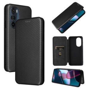 For Motorola Edge X30 Carbon Fiber Texture Horizontal Flip PU Phone Case(Black) (OEM)