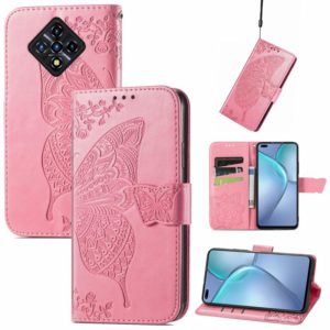 For Infinix Zero 8 Butterfly Love Flowers Embossed Horizontal Flip Leather Case with Holder & Card Slots & Wallet & Lanyard(Pink) (OEM)