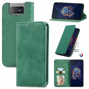 For Asus Zenfone 8 Flip Retro Skin Feel Business Magnetic Horizontal Flip Leather Case with Holder & Card Slots & Wallet & Photo Frame(Green) (OEM)