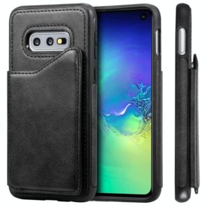 For Galaxy S10e Shockproof Calf Texture Protective Case with Holder & Card Slots & Frame(Black) (OEM)