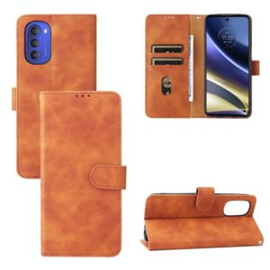 For Motorola Moto G51 5G Skin Feel Magnetic Flip Leather Phone Case(Brown) (OEM)