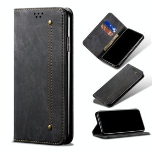 For OnePlus 10R / Ace Denim Texture Flip Leather Phone Case(Black) (OEM)