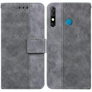 For Tecno Camon 12 / Spark 4 Geometric Embossed Leather Phone Case(Grey) (OEM)