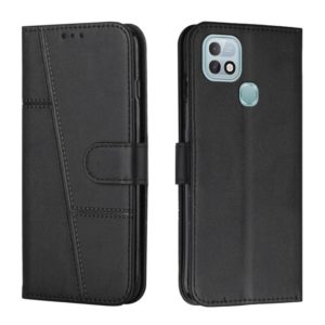 For Infinix Hot 10i Stitching Calf Texture Buckle Leather Phone Case(Black) (OEM)