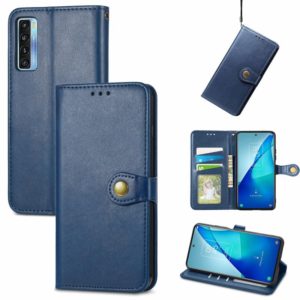 For TCL 20S Solid Color Leather Buckle Phone Case with Lanyard & Photo Frame & Card Slot & Wallet & Stand Function(Blue) (OEM)