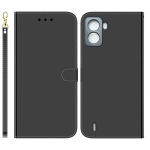 For Tecno Pop 6 No Fingerprints Imitated Mirror Surface Horizontal Flip Leather Phone Case(Black) (OEM)
