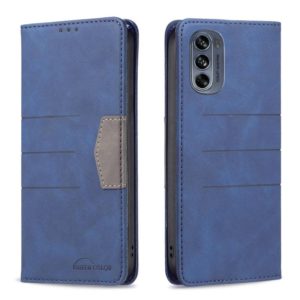 For Motorola Moto G62 Magnetic Splicing Leather Phone Case(Blue) (OEM)