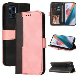 For OPPO Find X3 / X3 Pro Business Stitching-Color Horizontal Flip PU Leather Case with Holder & Card Slots & Photo Frame & Lanyard(Pink) (OEM)