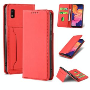 For Samsung Galaxy A10 Strong Magnetism Liquid Feel Horizontal Flip Leather Case with Holder & Card Slots & Wallet(Red) (OEM)