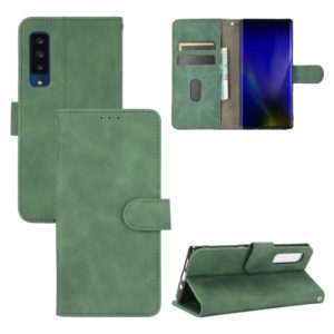 For Fujitsu Arrows NX9 F-52A Solid Color Skin Feel Magnetic Buckle Horizontal Flip Calf Texture PU Leather Case with Holder & Card Slots & Wallet(Green) (OEM)