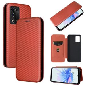 For ZTE Libero 5G II Carbon Fiber Texture Horizontal Flip Leather Phone Case(Brown) (OEM)