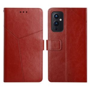 For OnePlus 9 Y Stitching Horizontal Flip Leather Phone Case(Brown) (OEM)