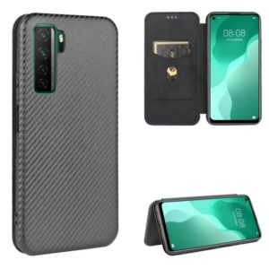For Huawei nova 7 SE / P40 Lite 5G Carbon Fiber Texture Horizontal Flip TPU + PC + PU Leather Case with Card Slot(Black) (OEM)