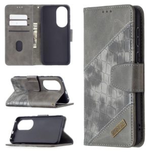 For Huawei P50 Matching Color Crocodile Texture Horizontal Flip PU Leather Case with Wallet & Holder & Card Slots(Grey) (OEM)