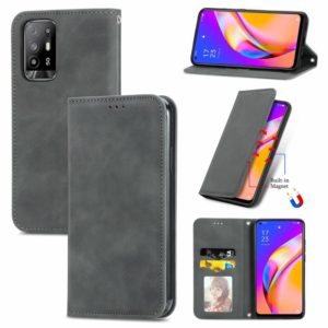 For OPPO A94 5G / A95 5G/F19 Pro+ /Reno5 Z Retro Skin Feel Business Magnetic Horizontal Flip Leather Case With Holder & Card Slots & Wallet & Photo Frame(Gray) (OEM)