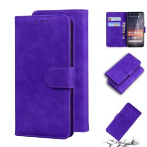 For Nokia 3.2 Skin Feel Pure Color Flip Leather Phone Case(Purple) (OEM)