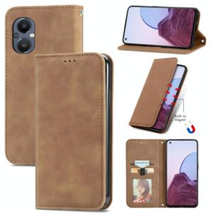 For OnePlus Nord N20 5G Retro Skin Feel Magnetic Leather Case(Brown) (OEM)
