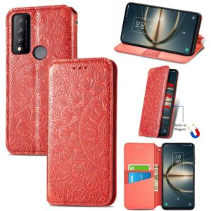 For TCL 30 V 5G Blooming Mandala Embossed Magnetic Leather Phone Case(Red) (OEM)