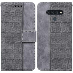 For LG Stylo 6 / K71 Geometric Embossed Leather Phone Case(Grey) (OEM)