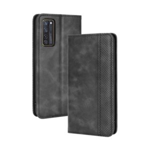 For ZTE Axon 20 5G / Axon 20 4G Magnetic Buckle Retro Crazy Horse Texture Horizontal Flip Leather Case with Holder & Card Slots & Photo Frame(Black) (OEM)