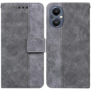 For OnePlus Nord N20 5G Geometric Embossed Leather Phone Case(Grey) (OEM)