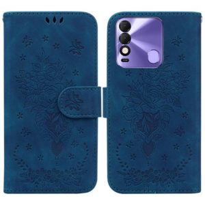 For Tecno Spark 8 / Spark 8T Butterfly Rose Embossed Leather Phone Case(Blue) (OEM)
