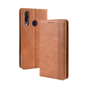 Magnetic Buckle Retro Crazy Horse Texture Horizontal Flip Leather Case for Wiko View 3 Pro, with Holder & Card Slots & Photo Frame(Brown) (OEM)