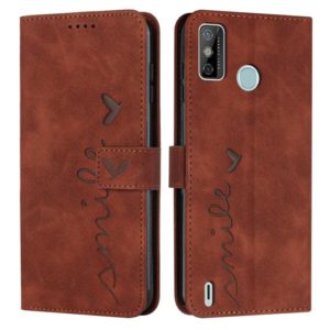 For Tecno Spark 6 Go/Spark Go 2020 Skin Feel Heart Pattern Leather Phone Case(Brown) (OEM)