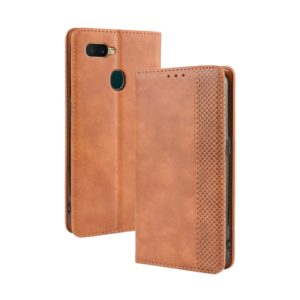 Magnetic Buckle Retro Crazy Horse Texture Horizontal Flip Leather Case for Oppo A7 , with Holder & Card Slots & Photo Frame(Brown) (OEM)