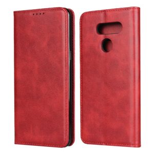 For LG K50S Calf Texture Magnetic Horizontal Flip Leather Case with Holder & Card Slots & Wallet(Red) (OEM)