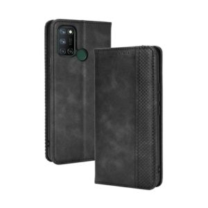 For OPPO Realme C17/ Realme 7i Magnetic Buckle Retro Crazy Horse Texture Horizontal Flip Leather Case with Holder & Card Slots & Photo Frame(Black) (OEM)