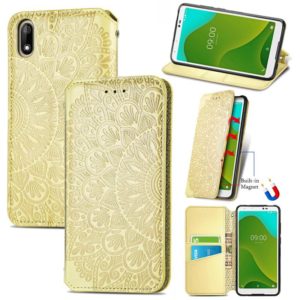 For Wiko Jerry 4 Blooming Mandala Embossed Pattern Magnetic Horizontal Flip Leather Case with Holder & Card Slots & Wallet(Yellow) (OEM)