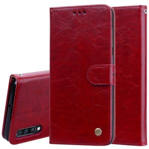 Business Style Oil Wax Texture Horizontal Flip Leather Case for Galaxy A70, with Holder & Card Slots & Wallet (Red) (OEM)